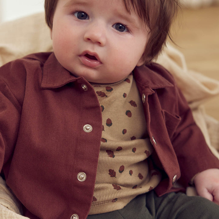 müsli ACORN printed top L_S Tee Beige/ Root/ Deep green 690000260