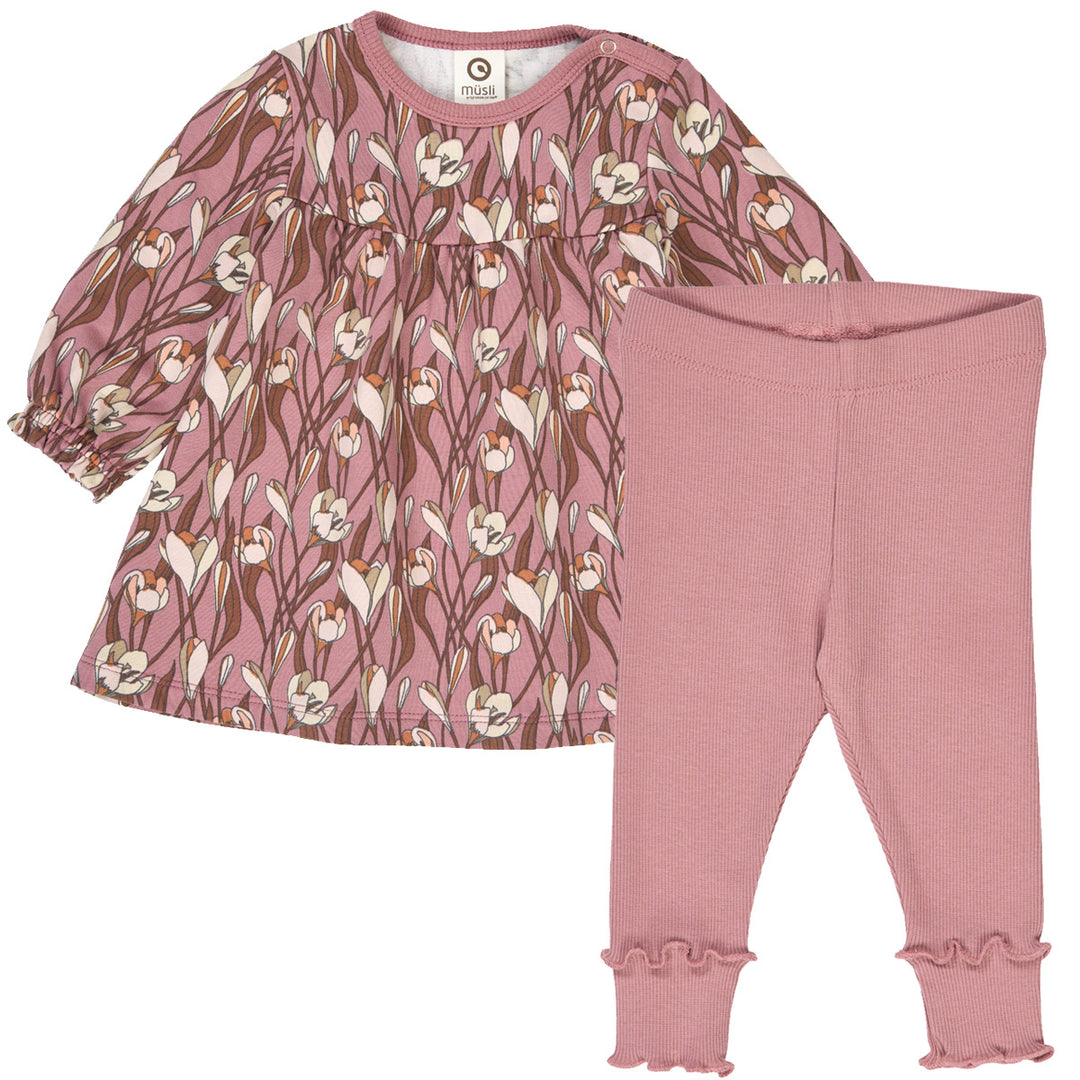 müsli AUTUMN dress & leggings set Bodystockings Nostalgia rose/ Root/ Oak 690000272
