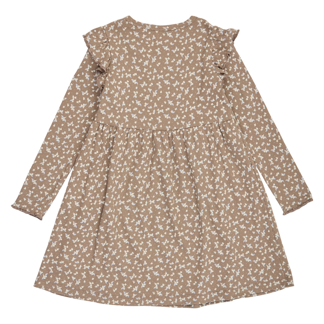 müsli Alyssum Ruffle L/S Swing Dress Dress Walnut/ Oak/ Mauve 690000328