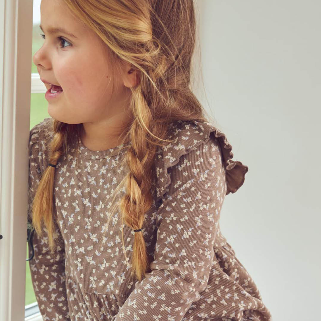 müsli Alyssum Ruffle L/S Swing Dress Dress Walnut/ Oak/ Mauve 690000328