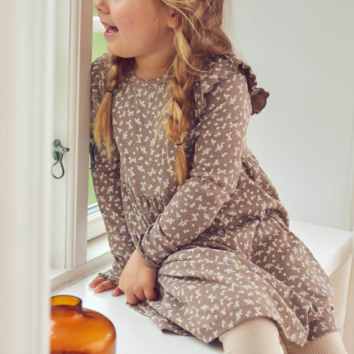 müsli Alyssum Ruffle L/S Swing Dress Dress Walnut/ Oak/ Mauve 690000328