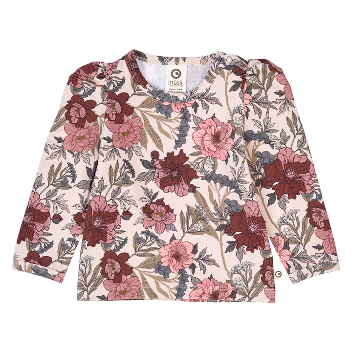 müsli BLISS floral printed puff sleeve top L_S Tee Nightingale/ Root/ Nostalgia rose 690000252