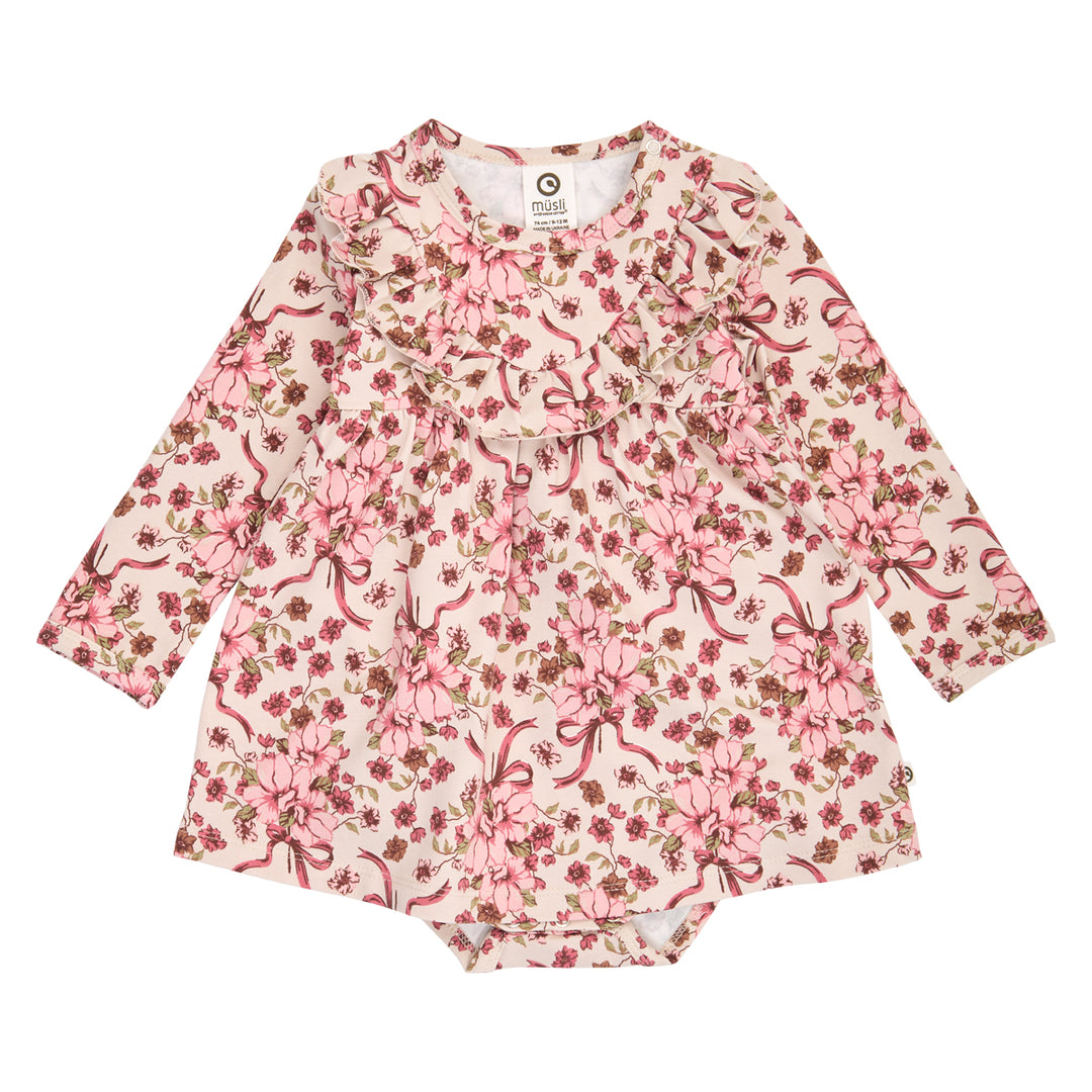 müsli Bouquet L/S Frill Dress Body Dress Oak/ Blush/ Baroque rose 690000330