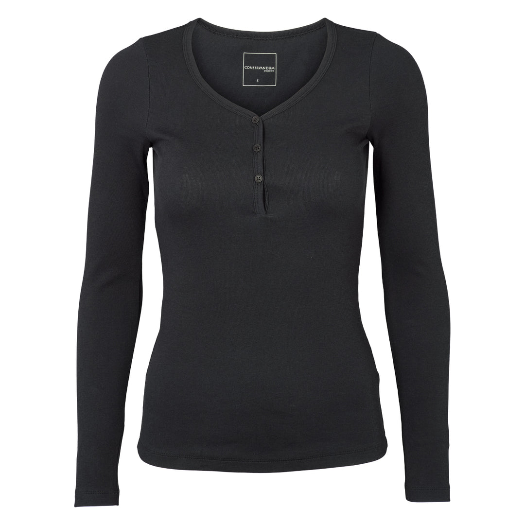 Conservandum CALM RIB button top S_S Tee Black 019400706
