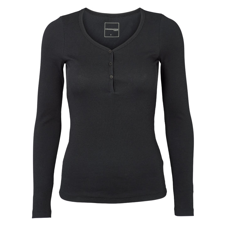 Conservandum CALM RIB button top S_S Tee Black 019400706