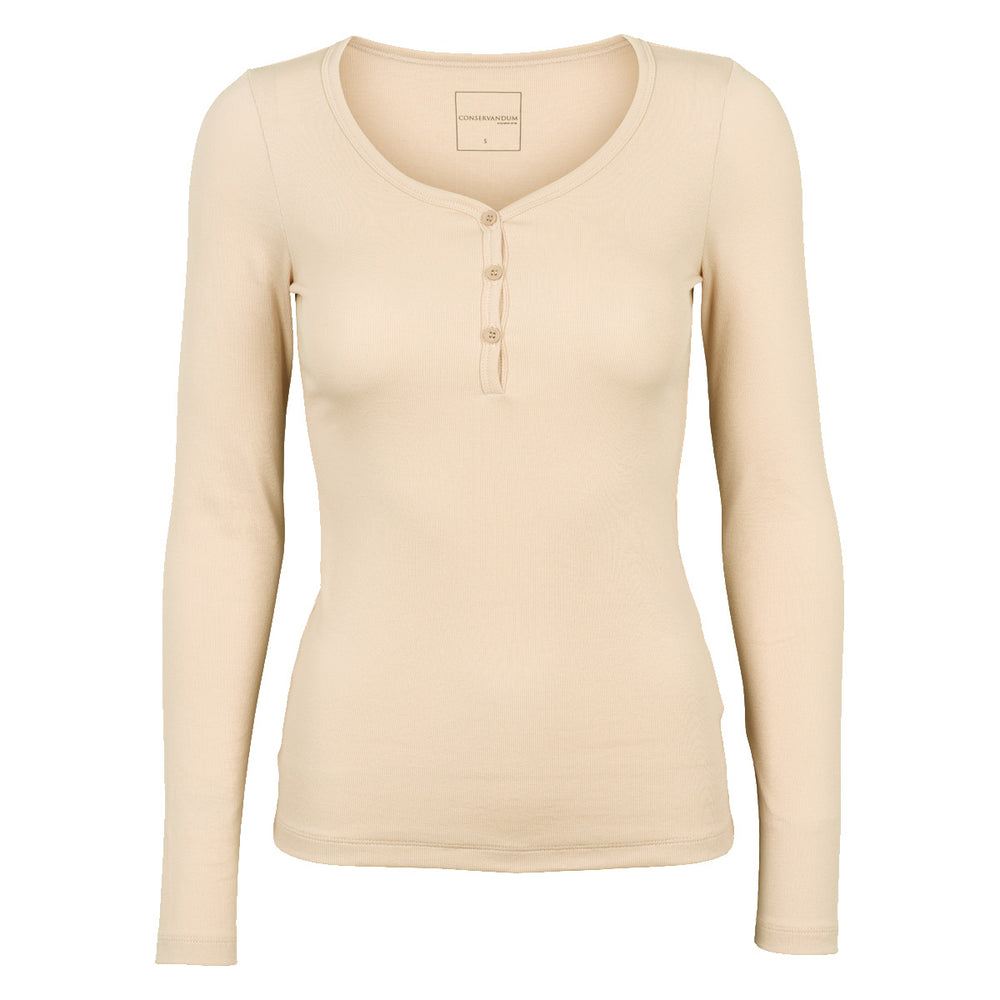 Conservandum CALM RIB button top S_S Tee Oak 013040001