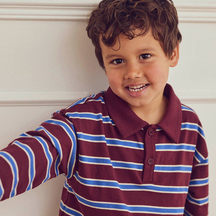 müsli CLUBHOUSE stripe polo shirt L_S Tee Russet/ Azure blue/ Tofu 690000302