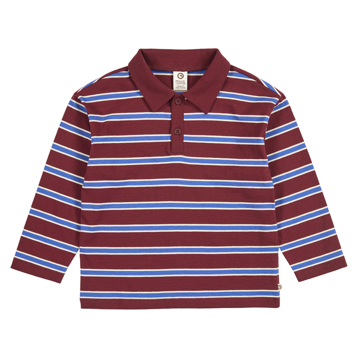 CLUBHOUSE stripe polo shirt - Russet/ Azure blue/ Tofu – Muesli