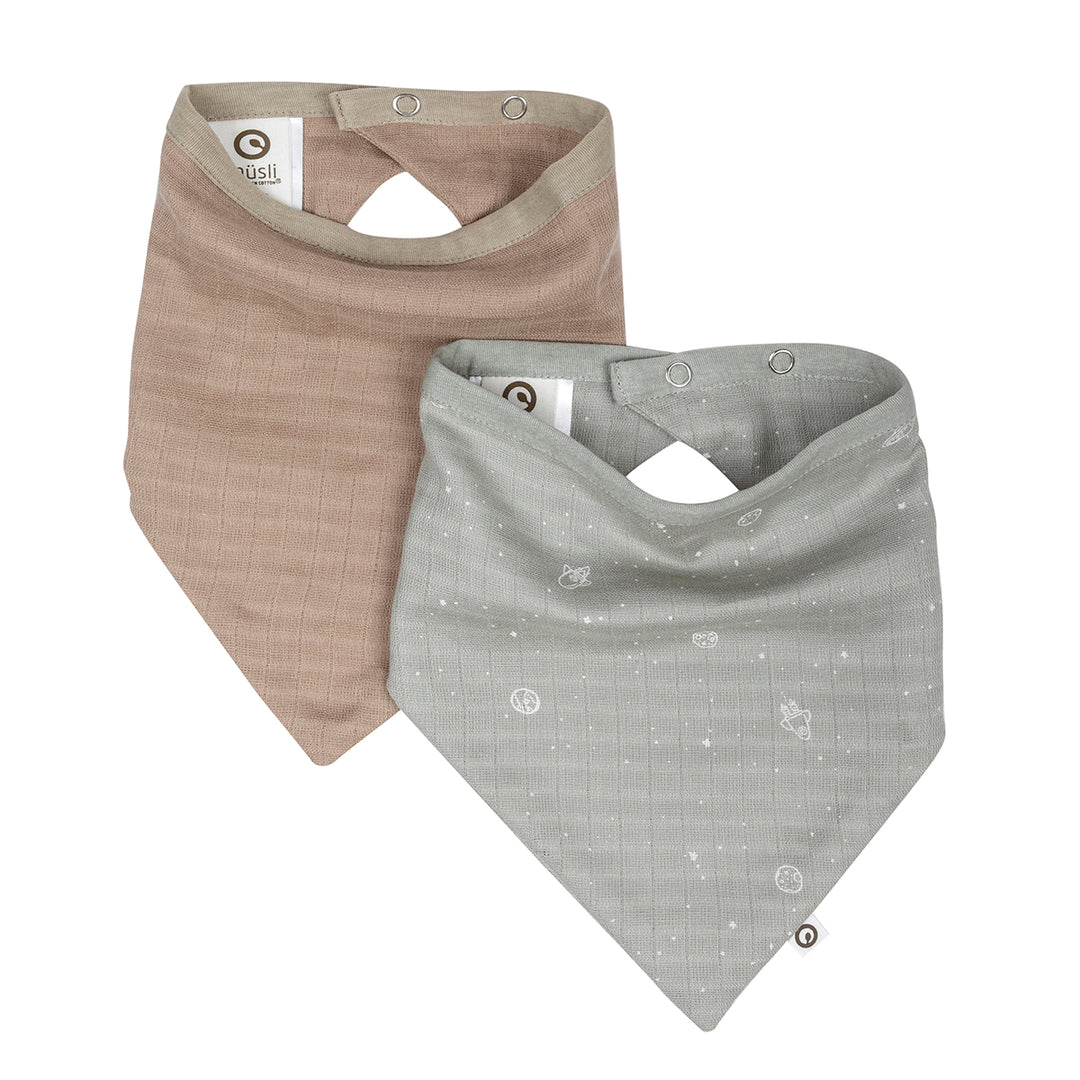 müsli COSMOS muslin bib 2-pack Bibs Mineral green/ Balsam cream 690000365