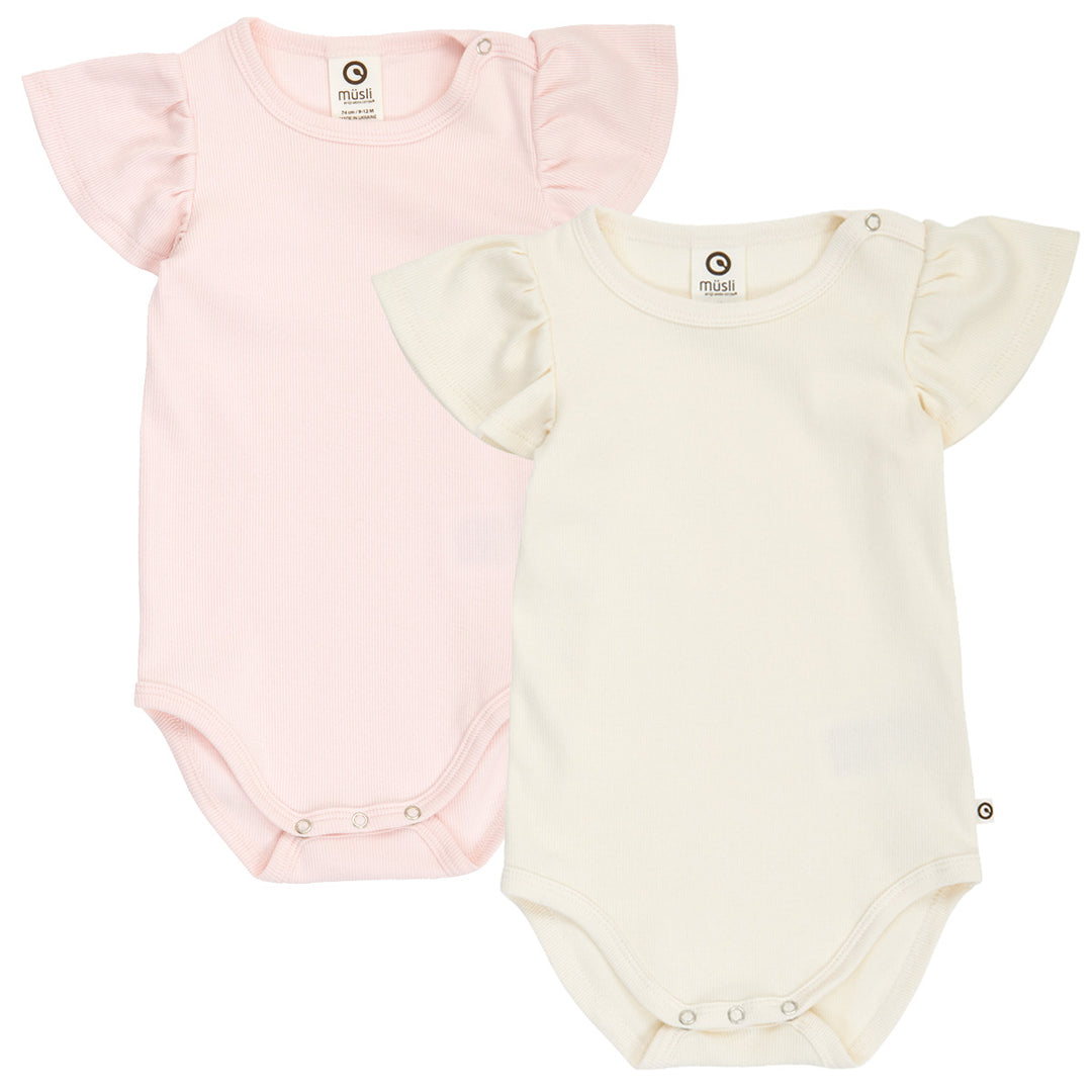 müsli COZY ME RIB frill sleeve body 2-pak Bodystockings Tofu / Prim Rose 691001100