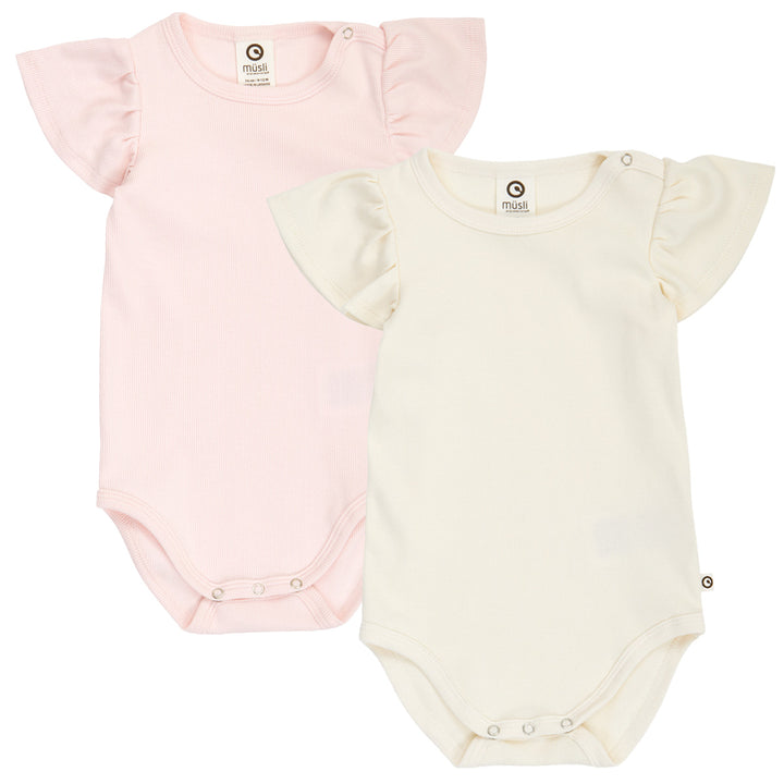 müsli COZY ME RIB frill sleeve body 2-pak Bodystockings Tofu / Prim Rose 691001100