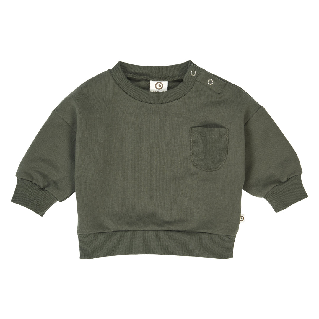 müsli COZY ME pocket sweatshirt L_S Tee Deep green 019040401