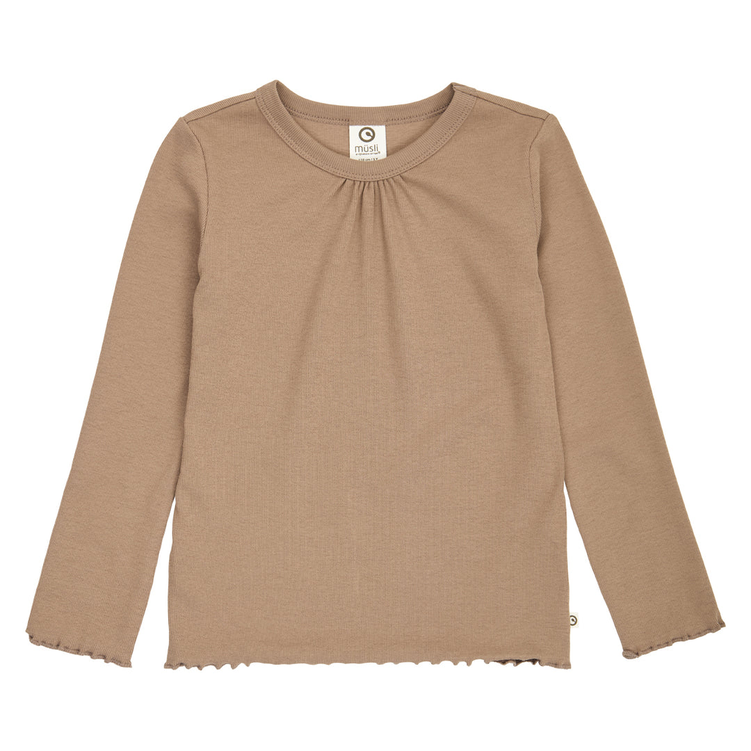 müsli COZY ME rib deco top L_S Tee Walnut 017080802