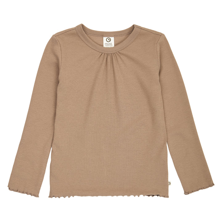 müsli COZY ME rib deco top L_S Tee Walnut 017080802