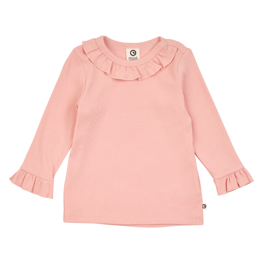 müsli COZY ME rib top with frill L_S Tee Blush 014150801