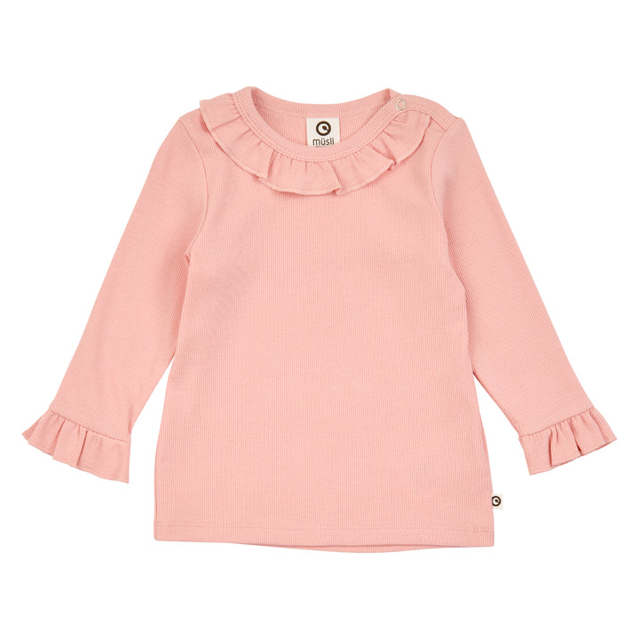 müsli COZY ME rib top with frill L_S Tee Blush 014150801