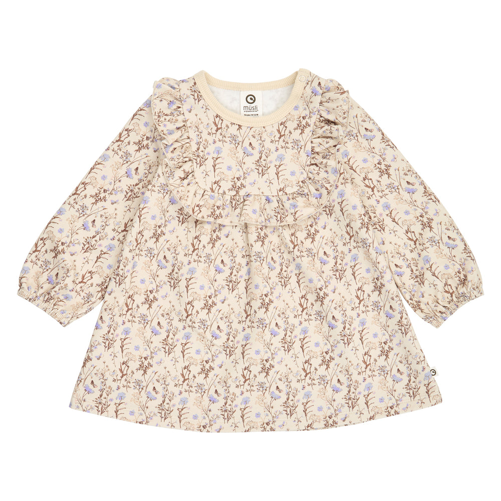 müsli Cornflower Ruffle L/S Dress Baby Dress Oak/ Walnut/ Mauve 690000329