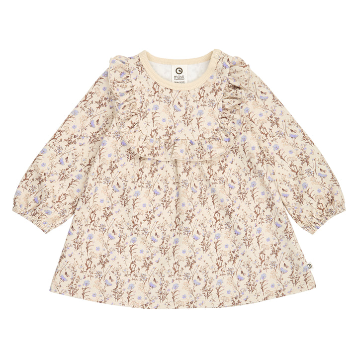 müsli Cornflower Ruffle L/S Dress Baby Dress Oak/ Walnut/ Mauve 690000329