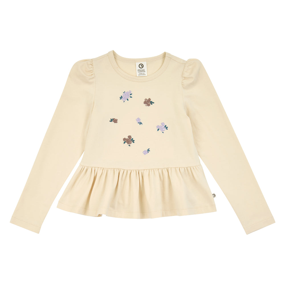 müsli Cottage Peplum Puff L/S T L_S Tee Oak 013040001