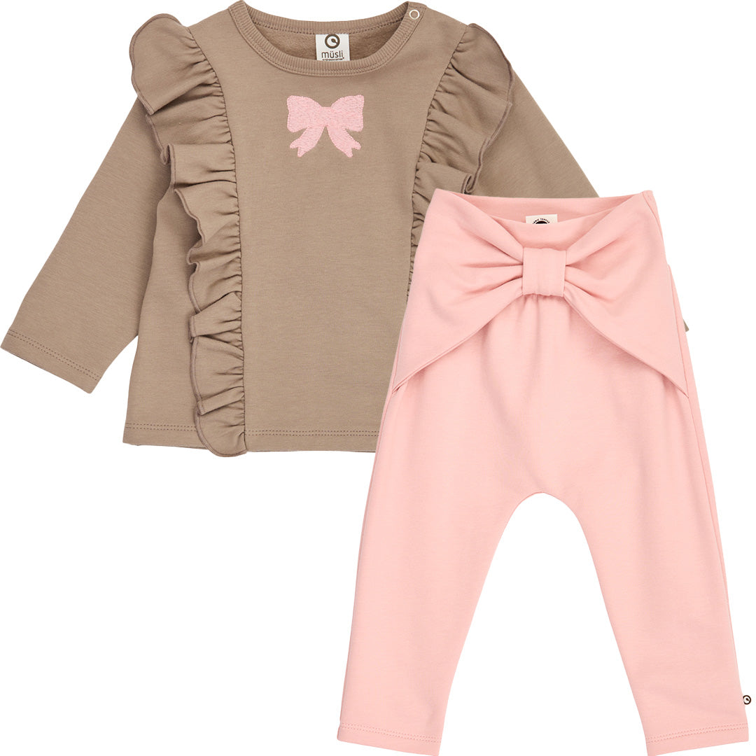 müsli Cozy Me Baby Bow Set L_S Tee Walnut 017080802