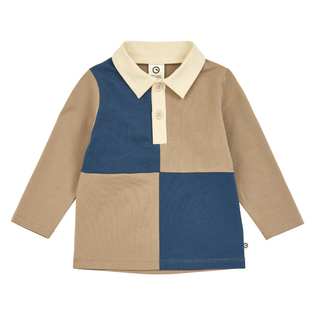 müsli Cozy Me Color Block L/S Polo Shirt Baby L_S Tee Walnut 017080802