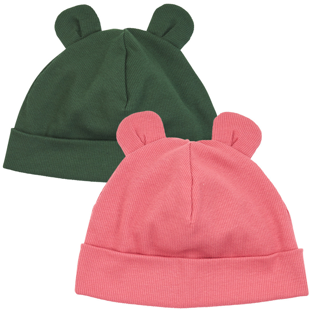 müsli Cozy Me Rib Bear Beanie Baby 2-Pack Headwear Barouque rose/ Forest green 690000355