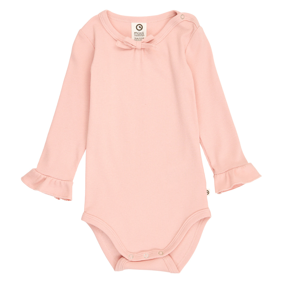 müsli Cozy Me Rib Frill L/S Body Bodystockings Blush 014150801