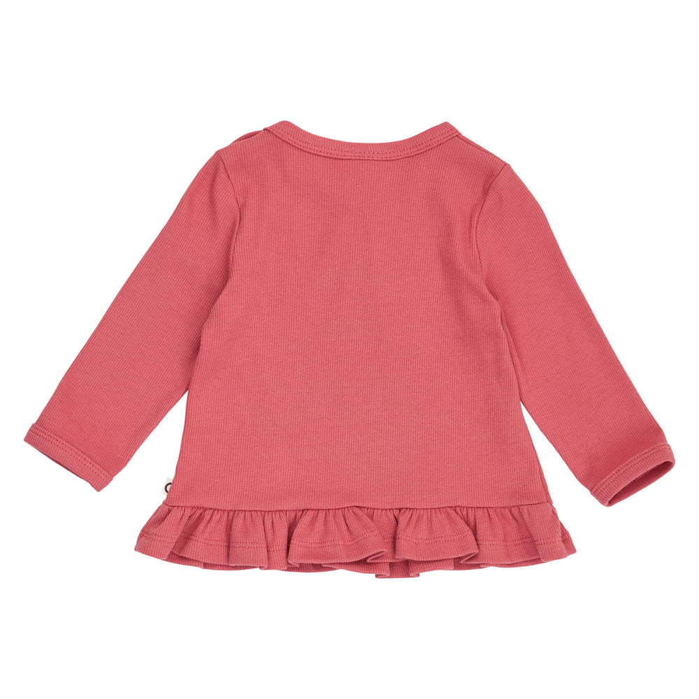müsli Cozy Me Rib Frill L/S T Baby L_S Tee Baroque Rose 018163400