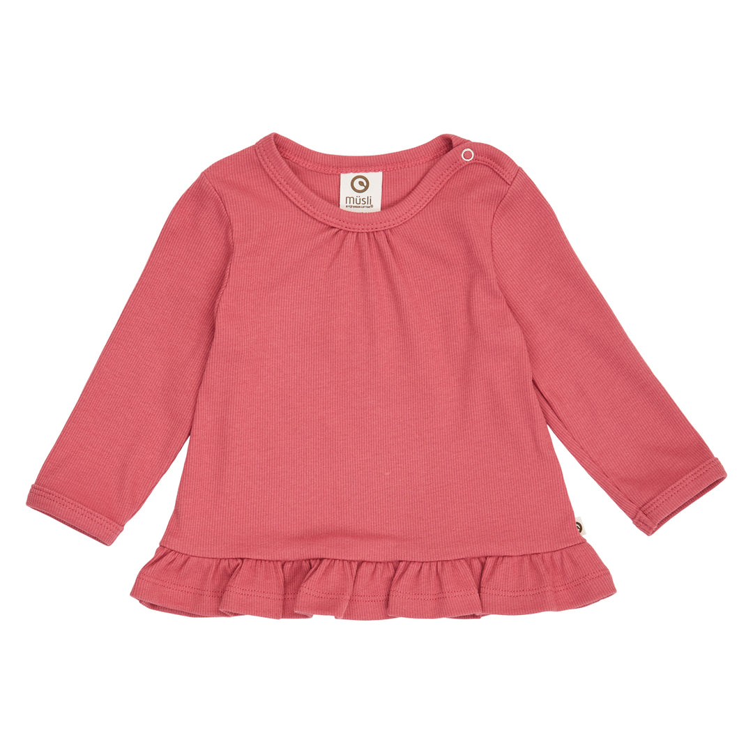 müsli Cozy Me Rib Frill L/S T Baby L_S Tee Baroque Rose 018163400