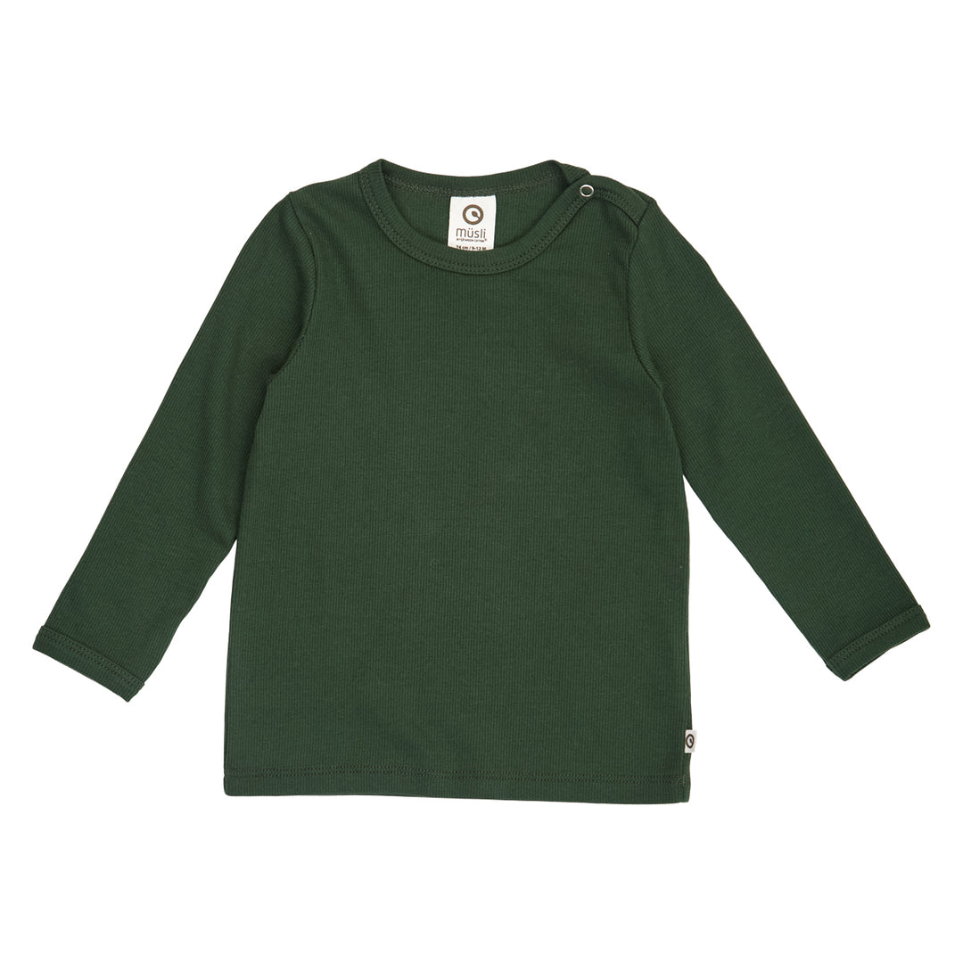 müsli Cozy Me Rib L/S T Baby L_S Tee Forest green 019591801