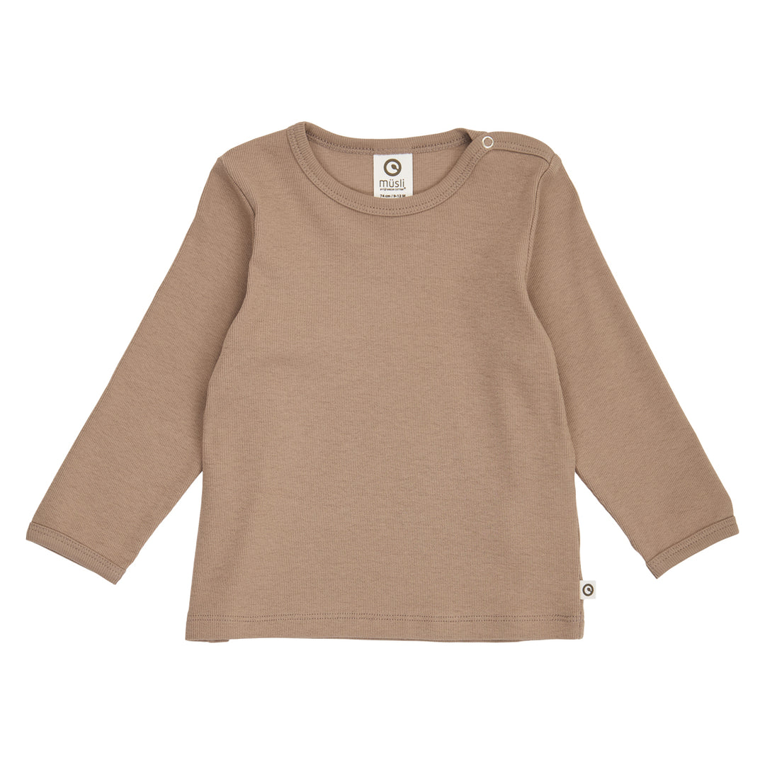 müsli Cozy Me Rib L/S T Baby L_S Tee Walnut 017080802