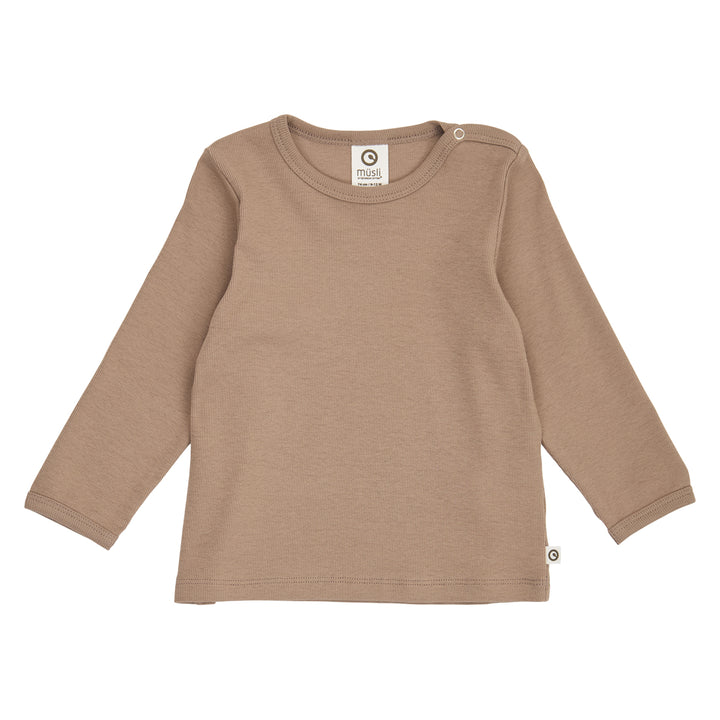 müsli Cozy Me Rib L/S T Baby L_S Tee Walnut 017080802