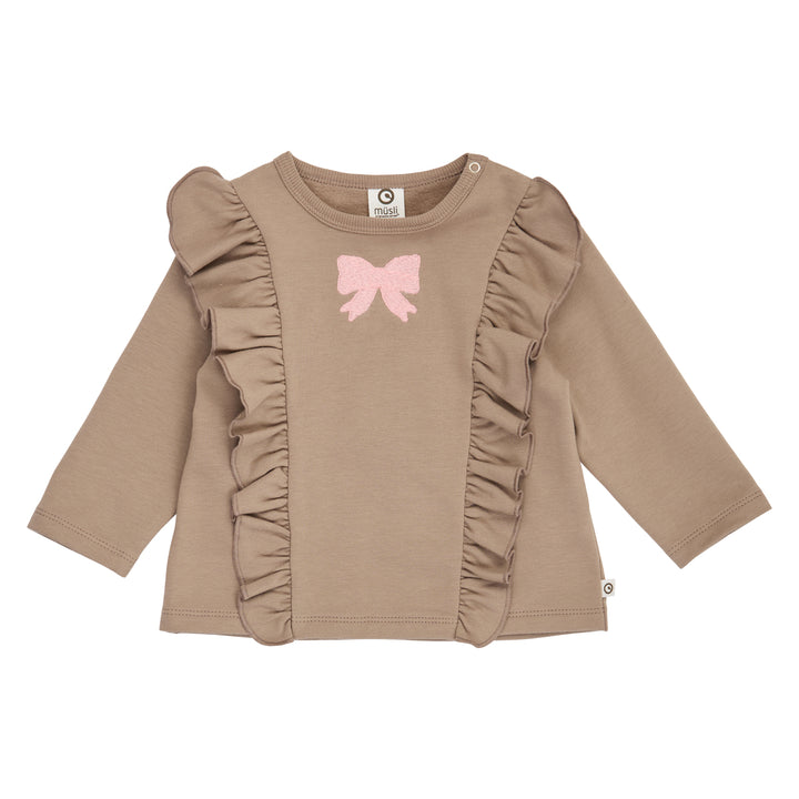müsli Cozy Me Sweat Bow Frill L/S T Baby L_S Tee Walnut 017080802
