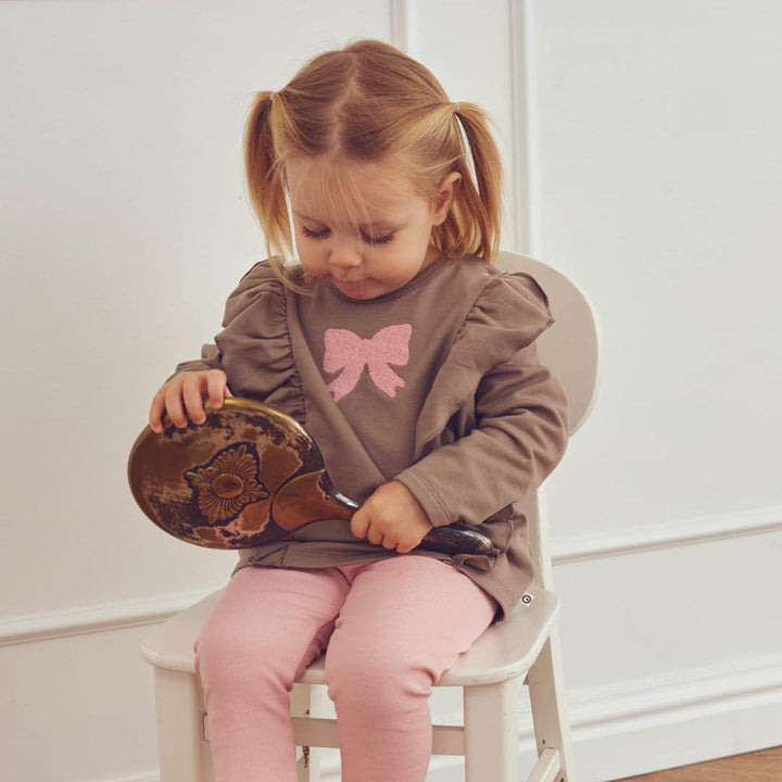 müsli Cozy Me Sweat Bow Frill L/S T Baby L_S Tee Walnut 017080802