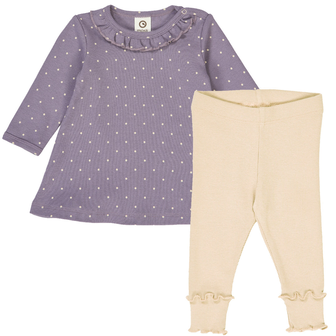 müsli DOT rib dress & leggings set Bodystockings Lilac fog/ Oak 690000259