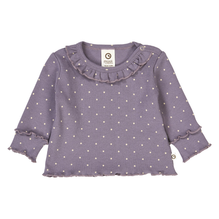 müsli DOT rib frill collar top L_S Tee Lilac fog/ Oak 690000259