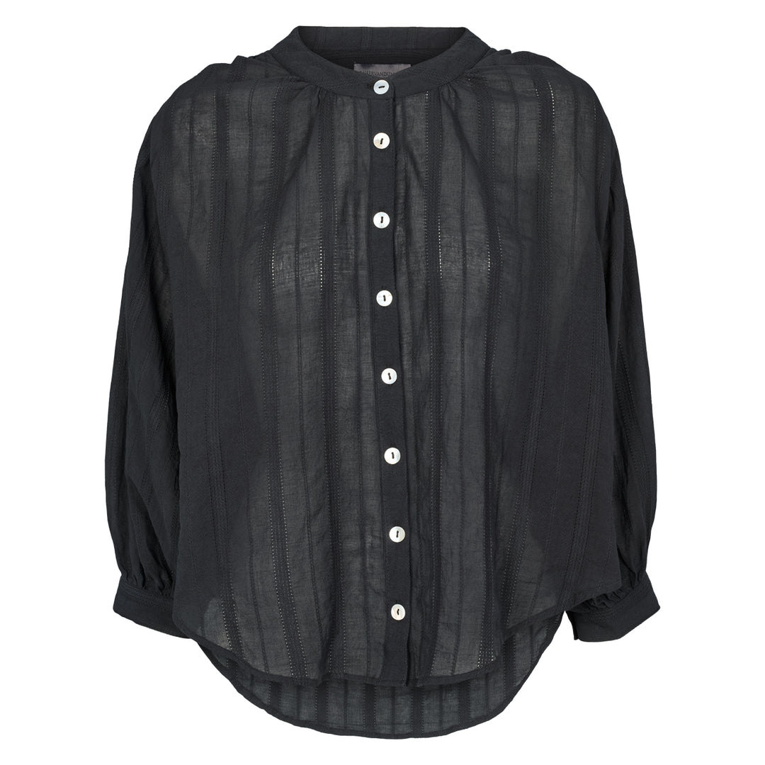 Conservandum Dobby puff shirt Shirts & Blouses Black 019400706