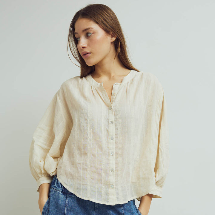 Conservandum Dobby puff shirt Shirts & Blouses Black 019400706