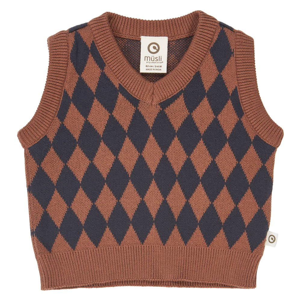 müsli HARLEQUIN KNIT vest L_S Tee Root 019122804