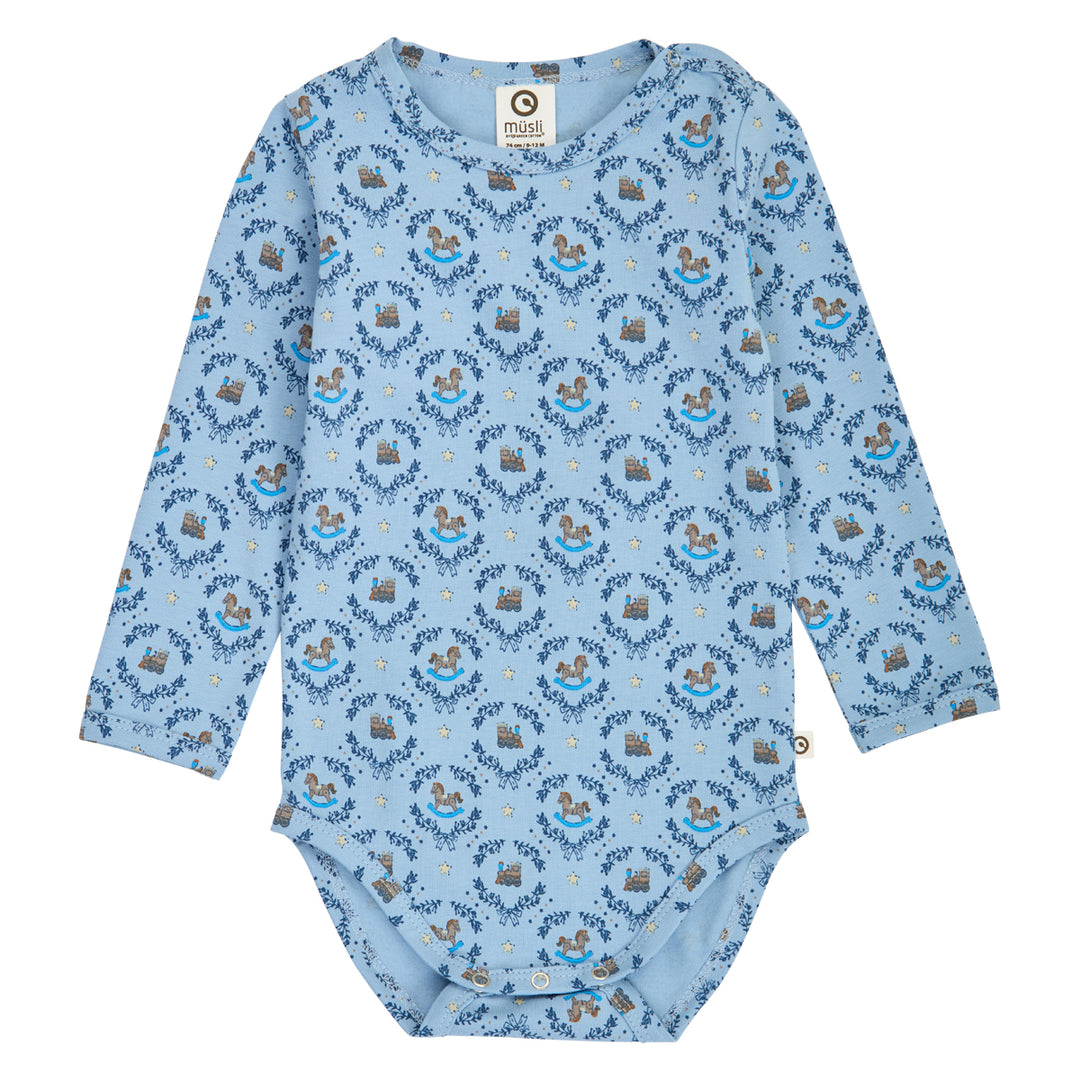 müsli Heritage Train L/S Body Bodystockings Soft blue/ Navy/ Oak 690000342