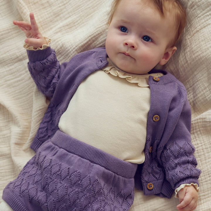 müsli KNIT LEAF cardigan L_S Tee Lilac fog 018371202