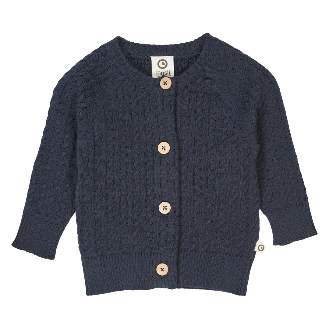 müsli KNIT cable cardigan L_S Tee Night blue 019402301
