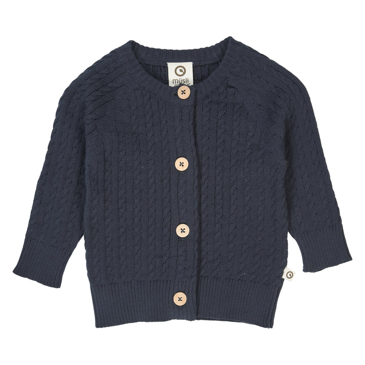 müsli KNIT cable cardigan L_S Tee Night blue 019402301