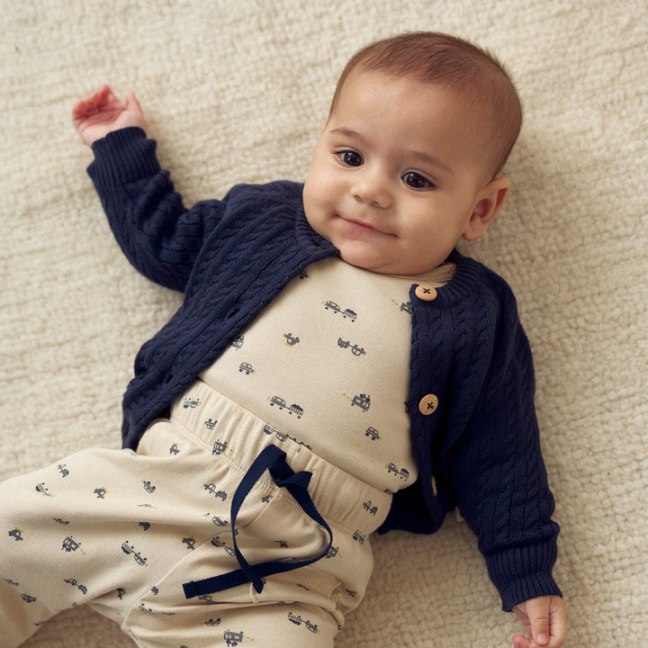 müsli KNIT cable cardigan L_S Tee Night blue 019402301