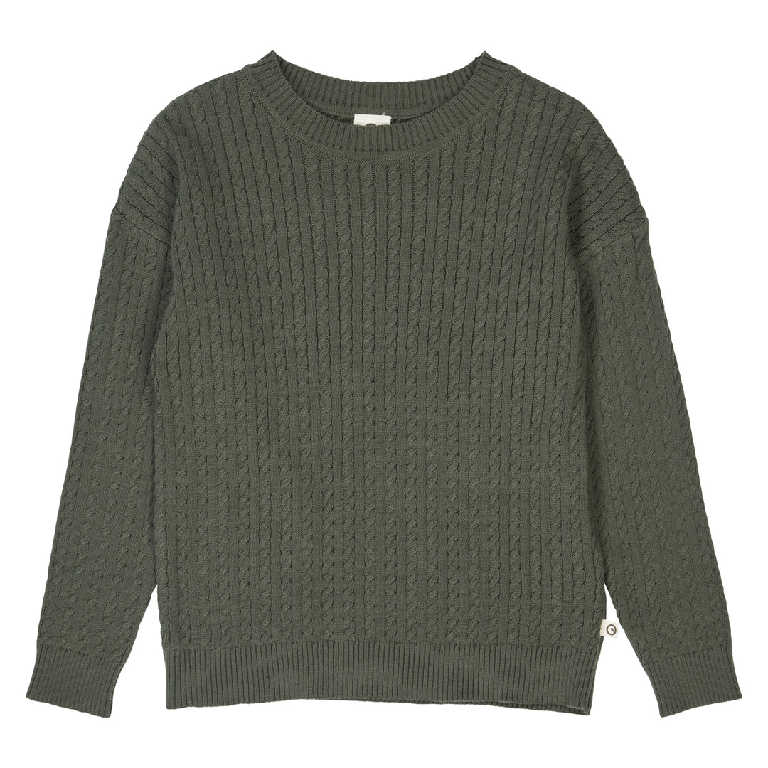 müsli KNIT cableknitted sweater L_S Tee Deep green 019040401