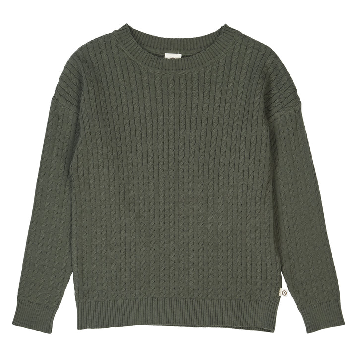 müsli KNIT cableknitted sweater L_S Tee Deep green 019040401