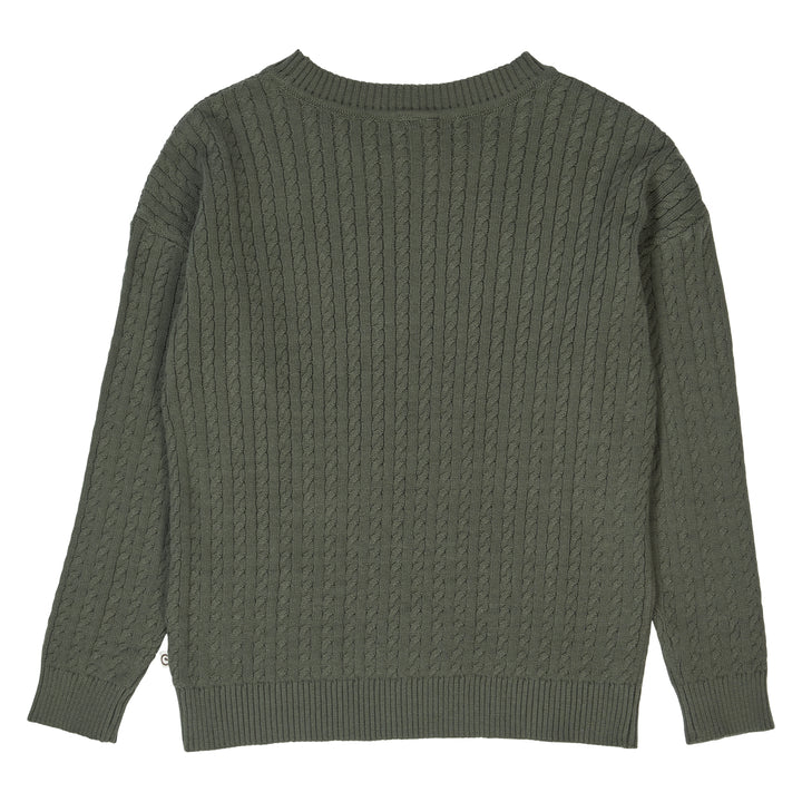 müsli KNIT cableknitted sweater L_S Tee Deep green 019040401