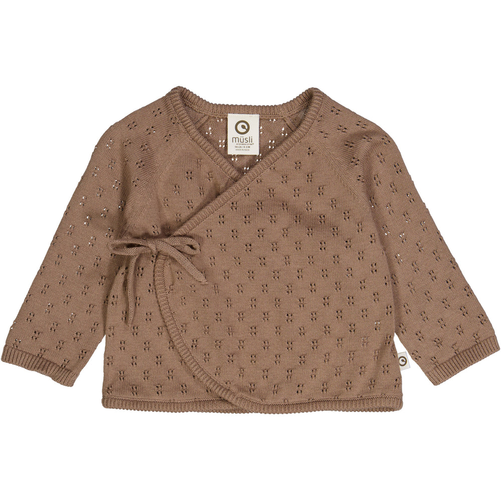 müsli KNIT cardigan with cross closure L_S Tee Walnut 017080802