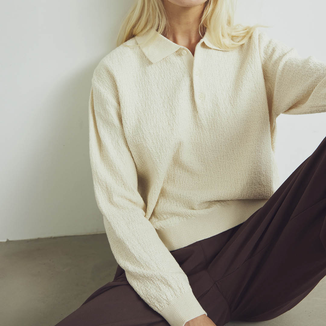 Conservandum KNIT polo top Sweatshirt Birch 013090500