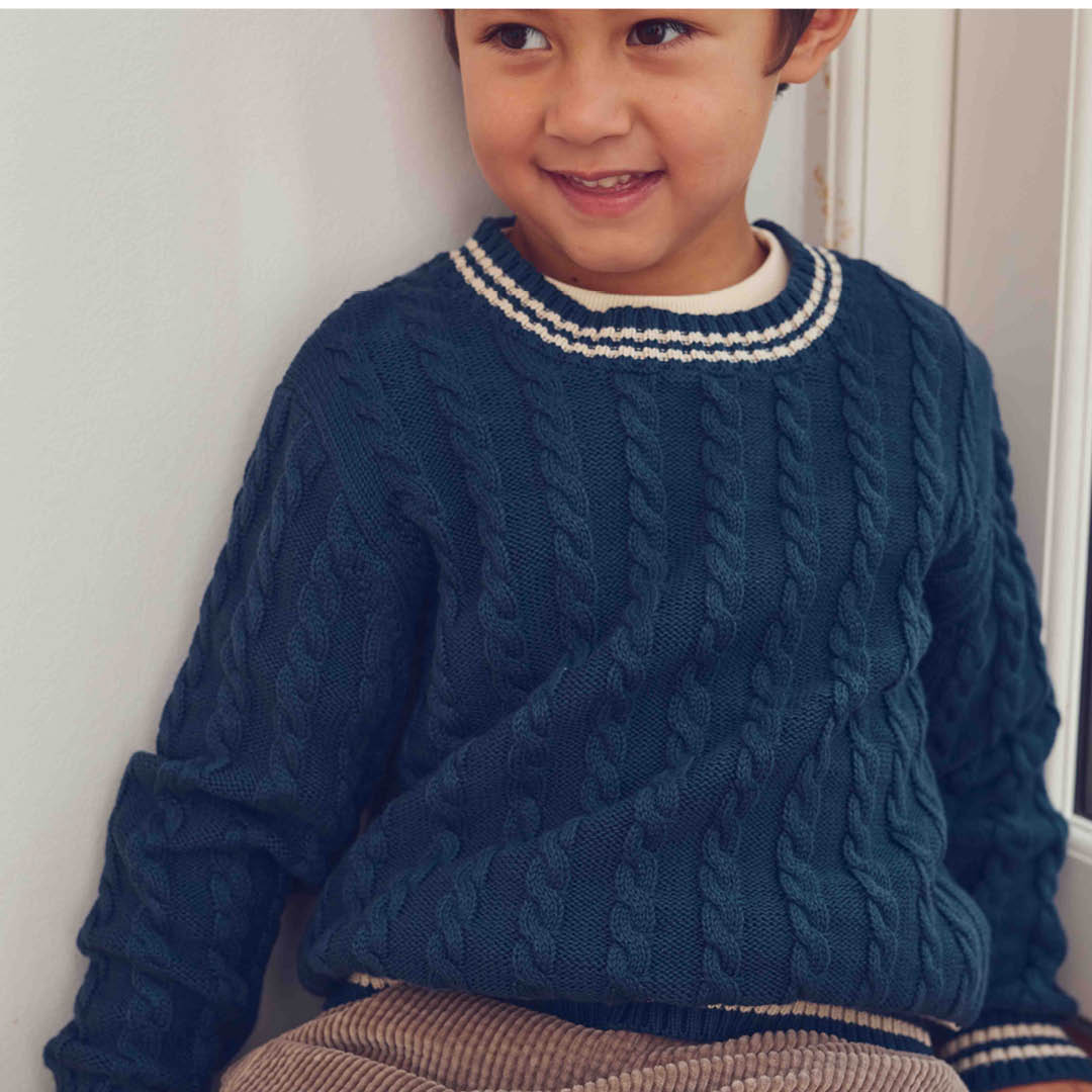 müsli Knit Cable Sweater L_S Tee Navy 019403101